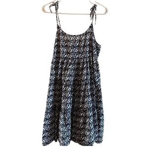 Vineyard Vines Sz Medium Patterned Sundress Tiered Cotton Tie Spaghetti Straps